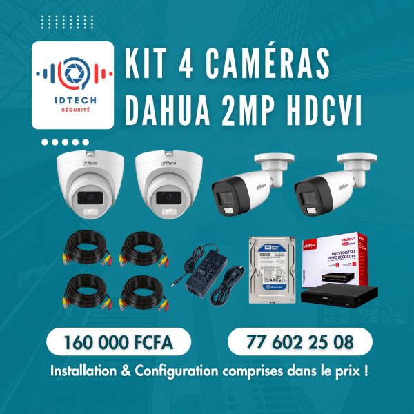 Kit 4 caméras Dahua 2MP
