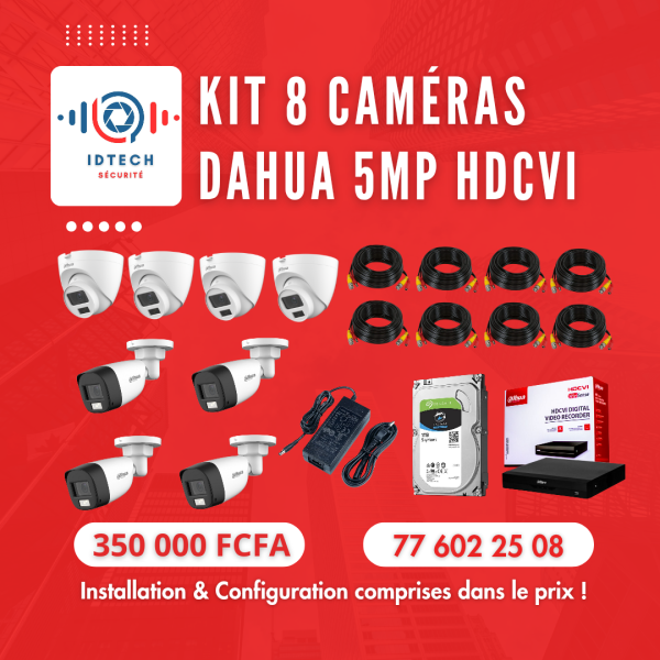 Kit 8 caméras Dahua 5MP