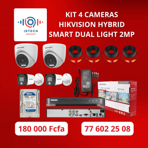 Kit 4 caméras Hikvision Hybrid Smart Dual Light 2MP