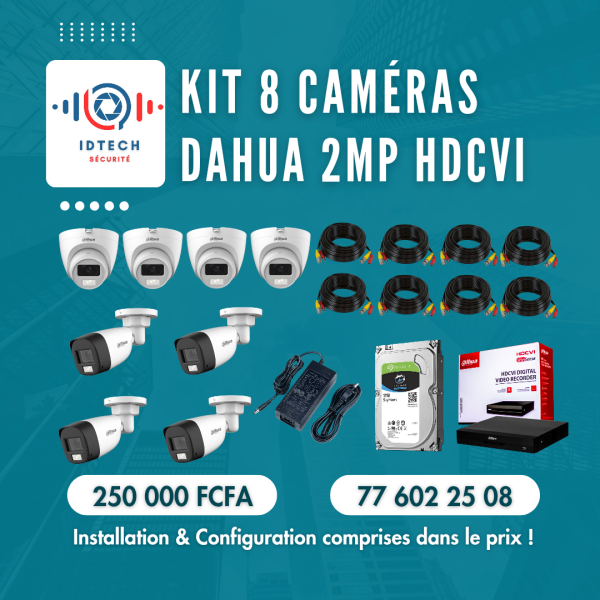 Kit 8 caméras Dahua 2MP