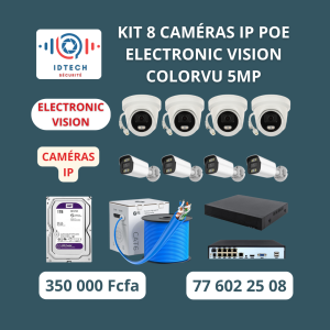 Kit 8 Caméras IP POE Electronic Vision ColorVu 5MP – Vision Ultra-Claire Jour & Nuit